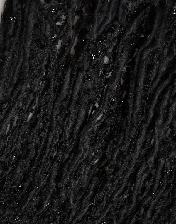 Black Cashmere Knit Shawl Fringes Scarf