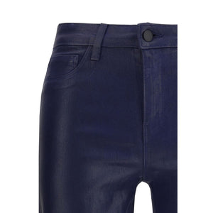 Blue Cotton High-Waisted Jean
