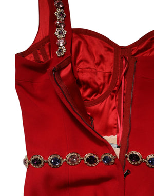 Red Crystals Sheath Mermaid Long Gown Dress