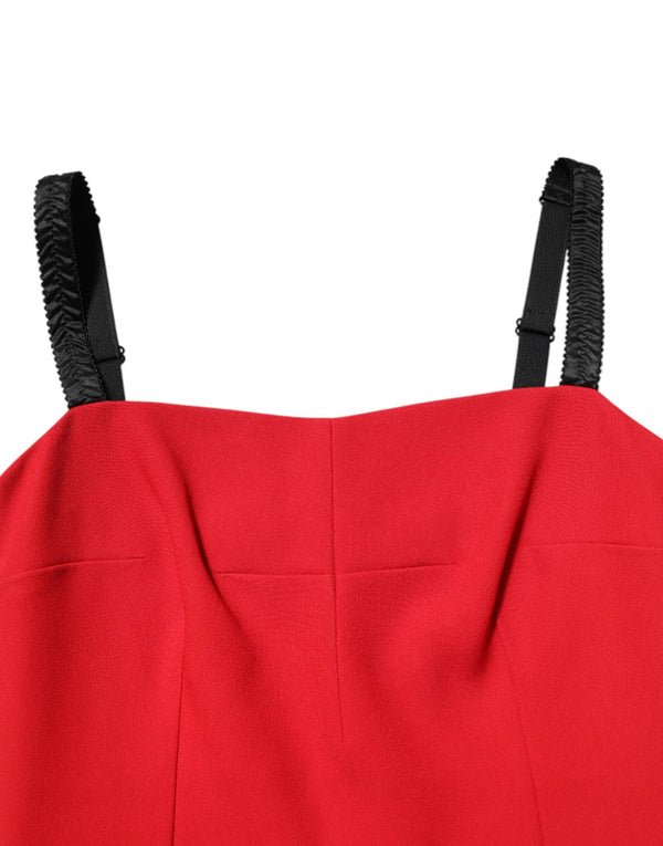 Red Stretch Bodycon Sheath Knee Length Dress