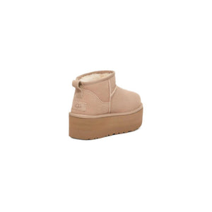 Beige Suede Leather Ankle Boots