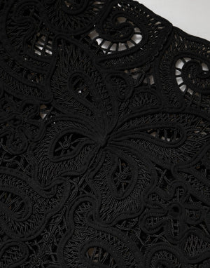 Black Floral Lace Cropped Coat  Jacket
