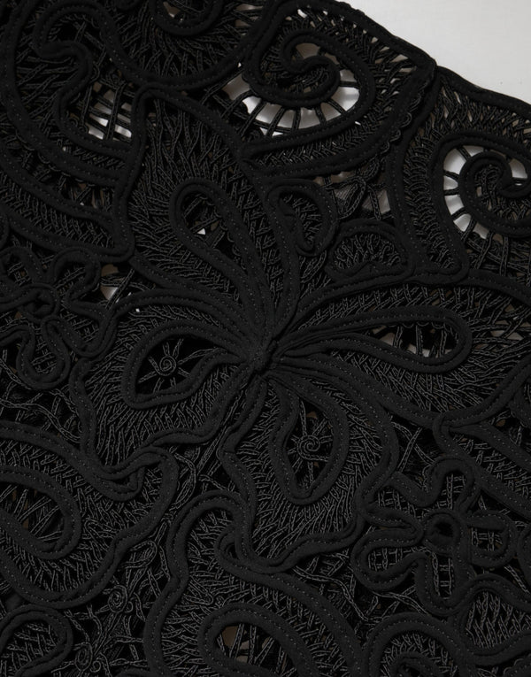 Black Floral Lace Cropped Coat  Jacket