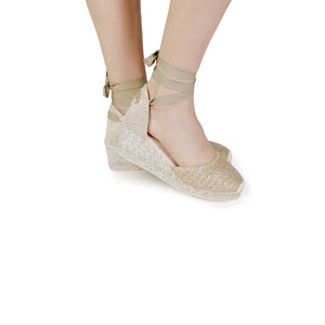 Gray Cotton High Heel Pumps