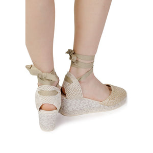 Gray Cotton High Heel Pumps