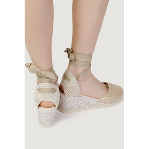 Gray Cotton High Heel Pumps