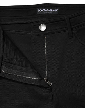 Black Nylon Stretch Skinny High Waist Pants
