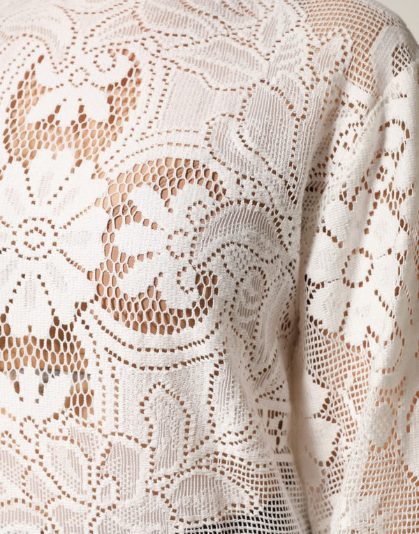 White Embroidery Lace Cotton Blouse Top