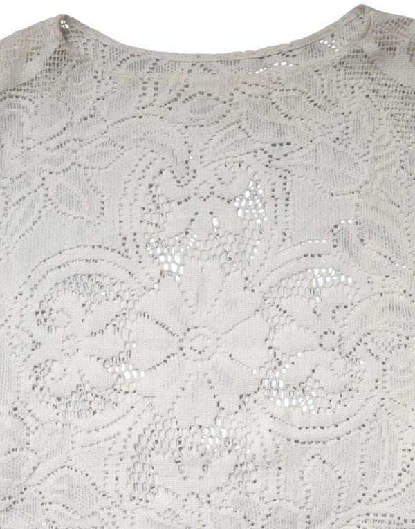 White Embroidery Lace Cotton Blouse Top