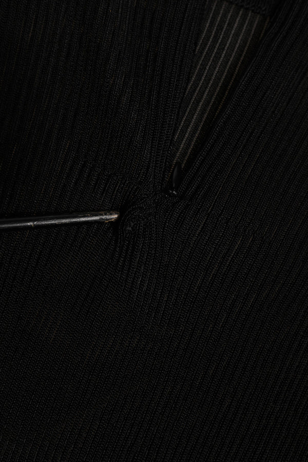 Black Viscose Turtle Neck Pullover Top