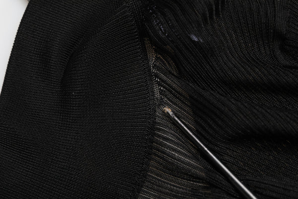 Black Viscose Turtle Neck Pullover Top