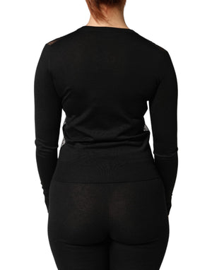 Black Sheer Button Down Cardigan Sweater