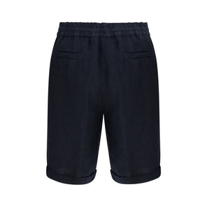 Blue Linen Bermuda Shorts