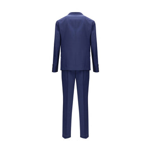 Blue Fleece Wool Two-Piece Suit