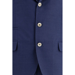 Blue Fleece Wool Two-Piece Suit