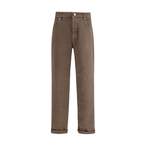 Brown Cotton Relaxed Fit Jeans