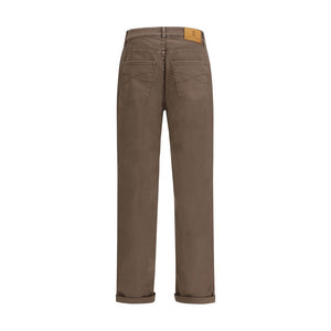 Brown Cotton Relaxed Fit Jeans