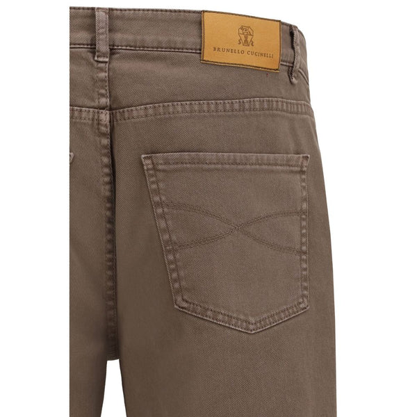 Brown Cotton Relaxed Fit Jeans