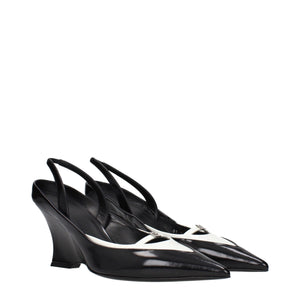 Black Leather Wedge Sandals