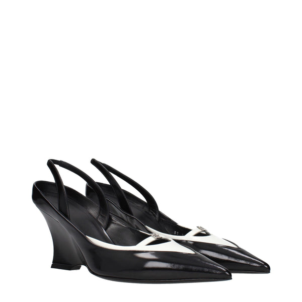 Black Leather Wedge Sandals