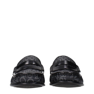 Black Fabric Slip-On Loafers