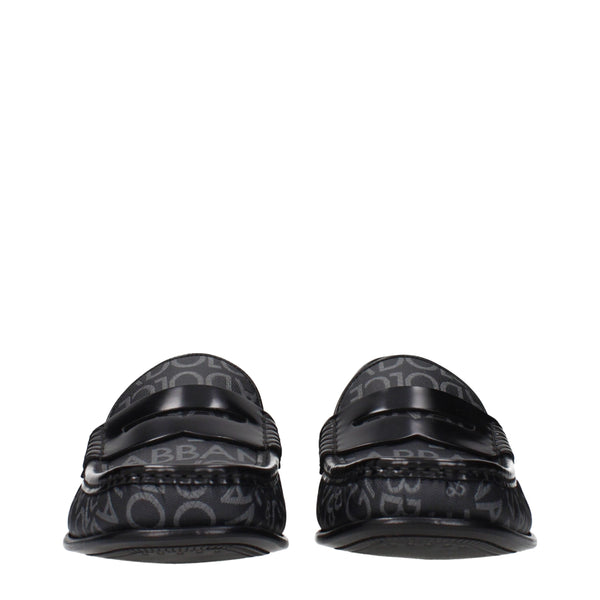 Black Fabric Slip-On Loafers