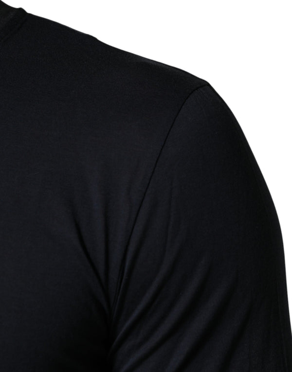 Dark Blue Cotton Henley Long Sleeves T-Shirt