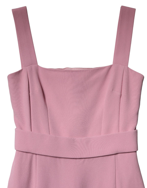 Pink Viscose Sleeveless Sheath Midi Dress