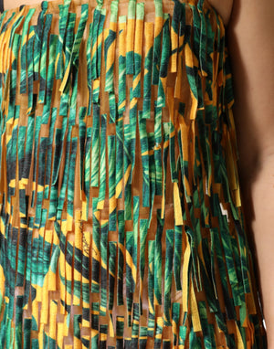 Multicolor Tropical Print Fringe Maxi Dress