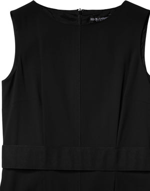 Black Sleeveless Sheath Knee Length Dress