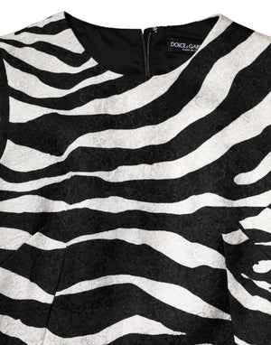Black White Zebra Sleeveless A-line Dress