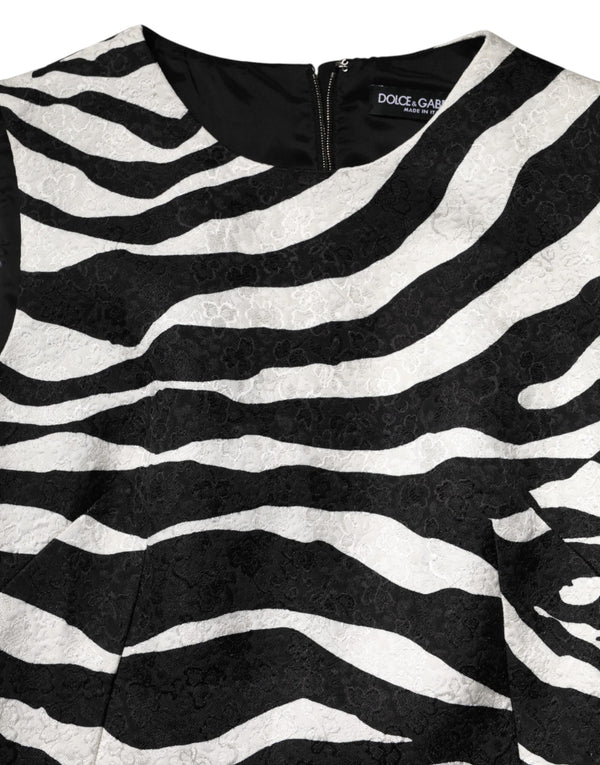 Black White Zebra Sleeveless A-line Dress
