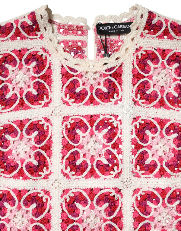 Multicolor Brick Stitched Crochet Mini Dress