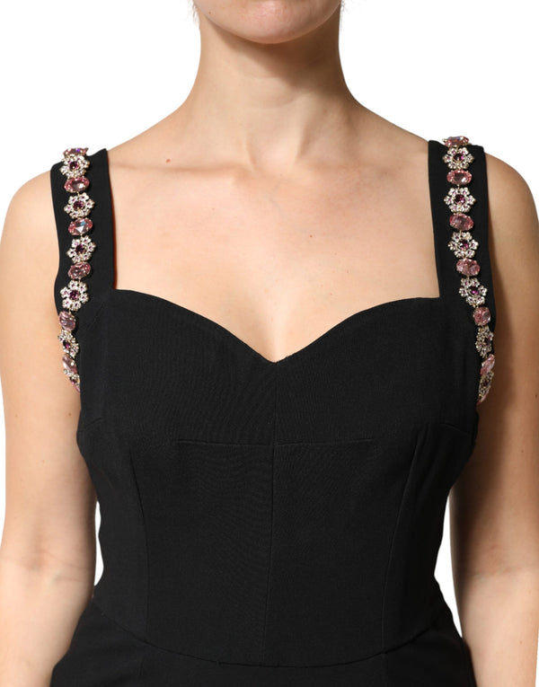 Black Embellished Bodycon Long Gown Dress