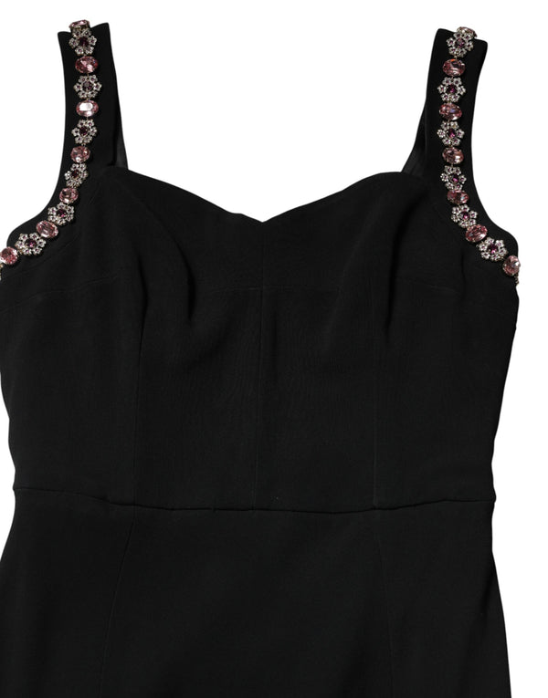 Black Embellished Bodycon Long Gown Dress
