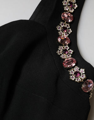 Black Embellished Bodycon Long Gown Dress