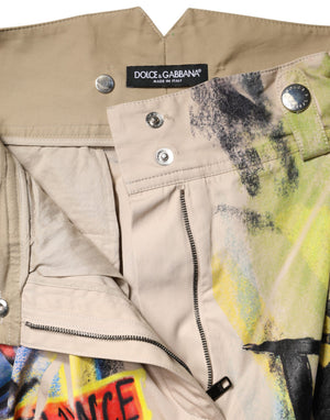 Multicolor Graffiti HighWaist Bermuda Shorts