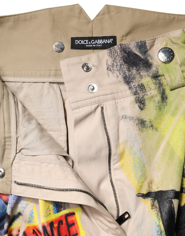 Multicolor Graffiti HighWaist Bermuda Shorts