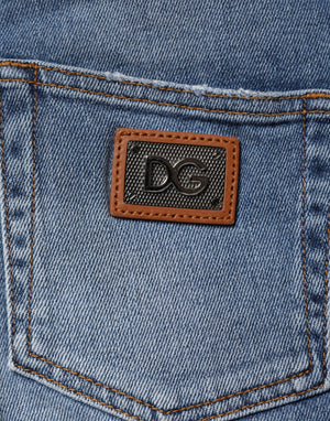 Blue Washed Cotton Skinny Denim Trouser Jeans