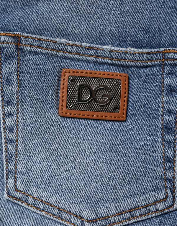 Blue Washed Cotton Skinny Denim Trouser Jeans