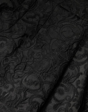 Black Floral Brocade High Waisted Trouser Pants