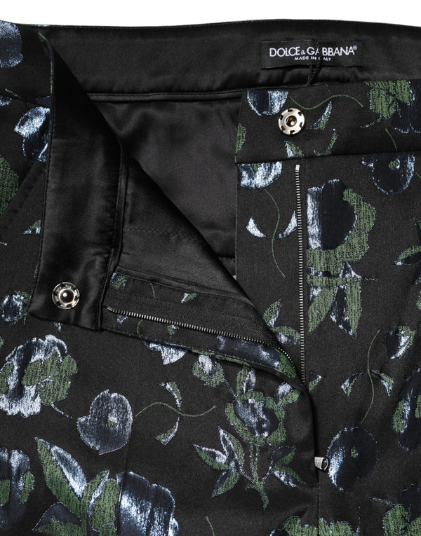 BlueGreen Floral Metallic Slim Trouser Pants