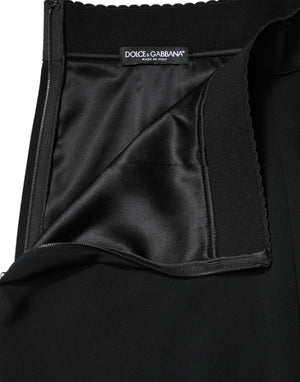Black Mid Waist A-line Knee Length Skirt