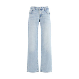 Blue Cotton Straight-Leg Jeans