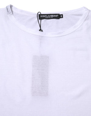 White Cotton Crew Neck Short Sleeves T-shirt