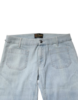 Light Blue Boot Cut Mid Waist Denim Casual Jeans