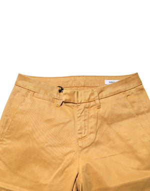 Beige Tapered Mid Waist Chino Casual Trouser Pants