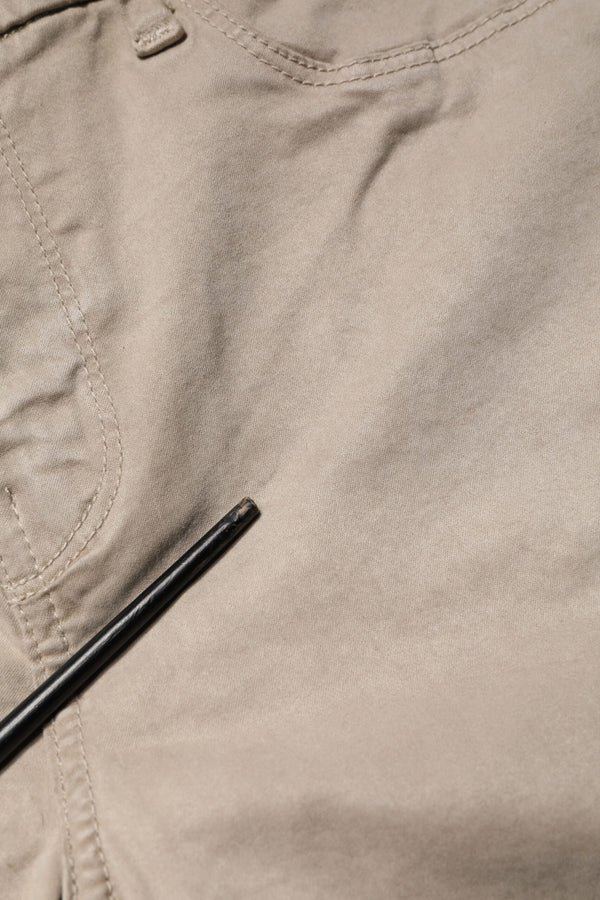 Beige Skinny Mid Waist Chino Casual Trouser Pants