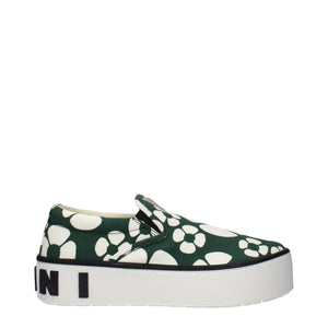 Green Fabric Slip-On Loafers