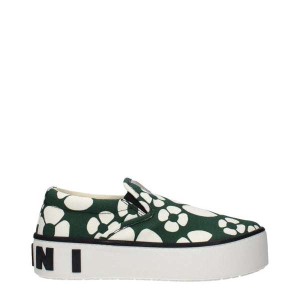 Green Fabric Slip-On Loafers